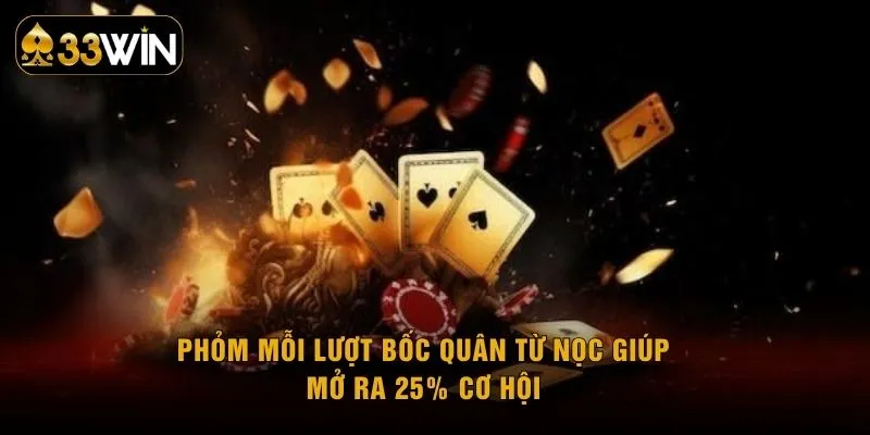Phỏm mỗi lượt bốc quân từ nọc giúp mở ra 25% cơ hội 